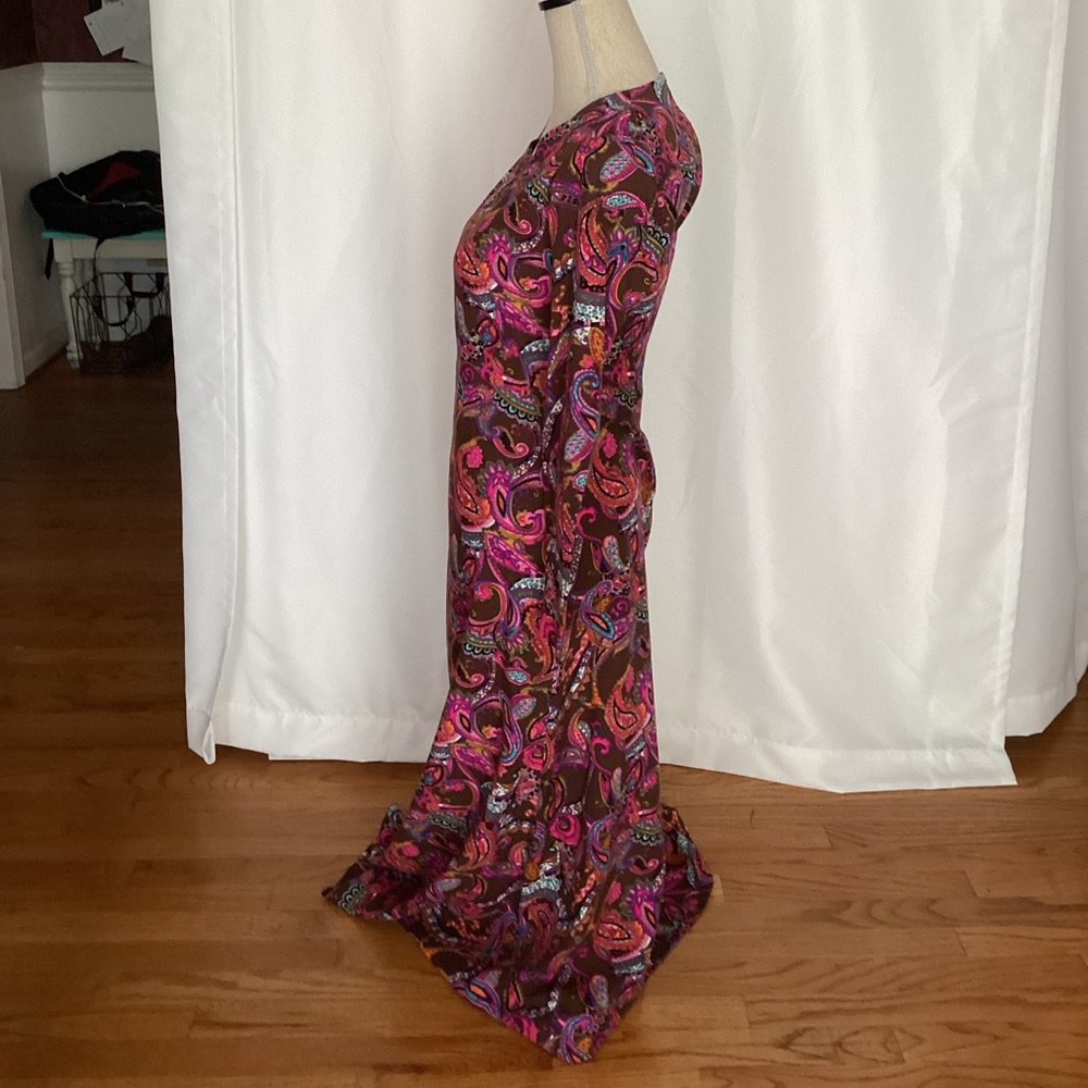Vintage palsy print pink and brown dress - Picture 9 of 10